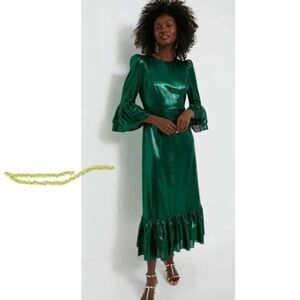 Elegant Green Tuckernuck Metallic Dress